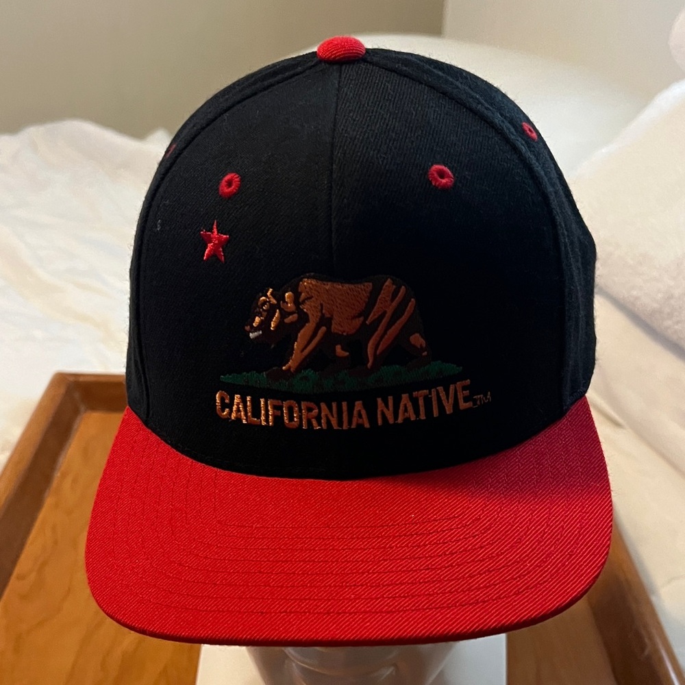 Sport-Tek Black and Red California Native Baseball Cap